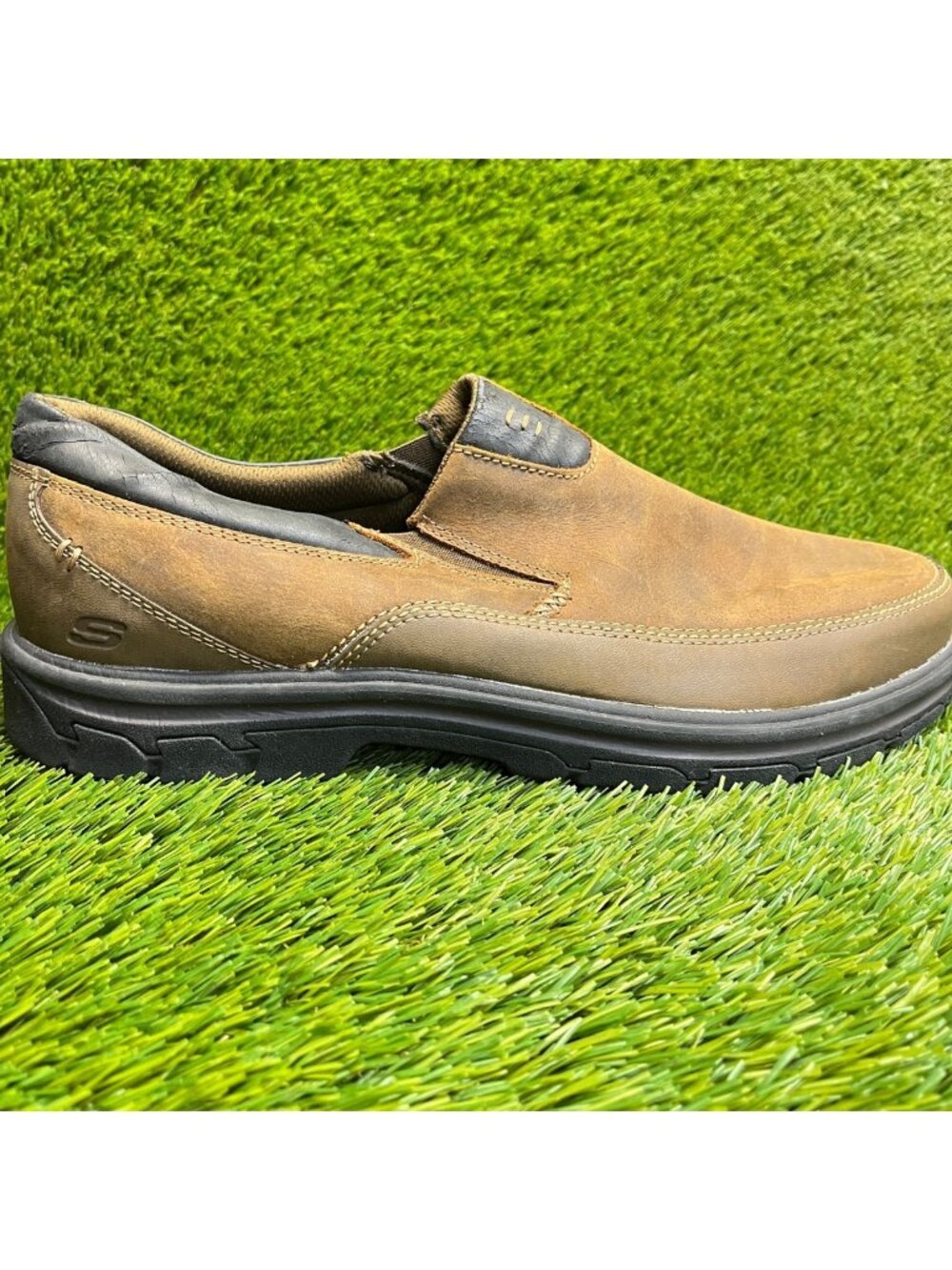 Skechers Segment The Search Mens Size 13 Brown Leather Slip-Ins Loafers Shoes